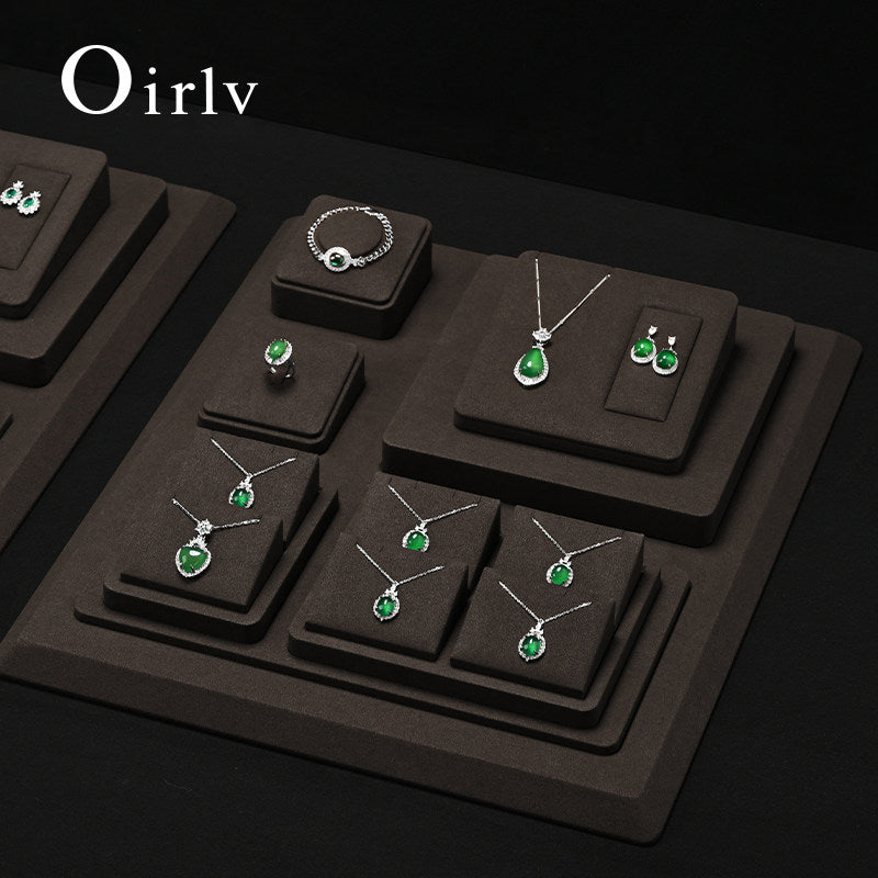 OIRLV new arrival Brown Microfiber jewellery ring display : TT426