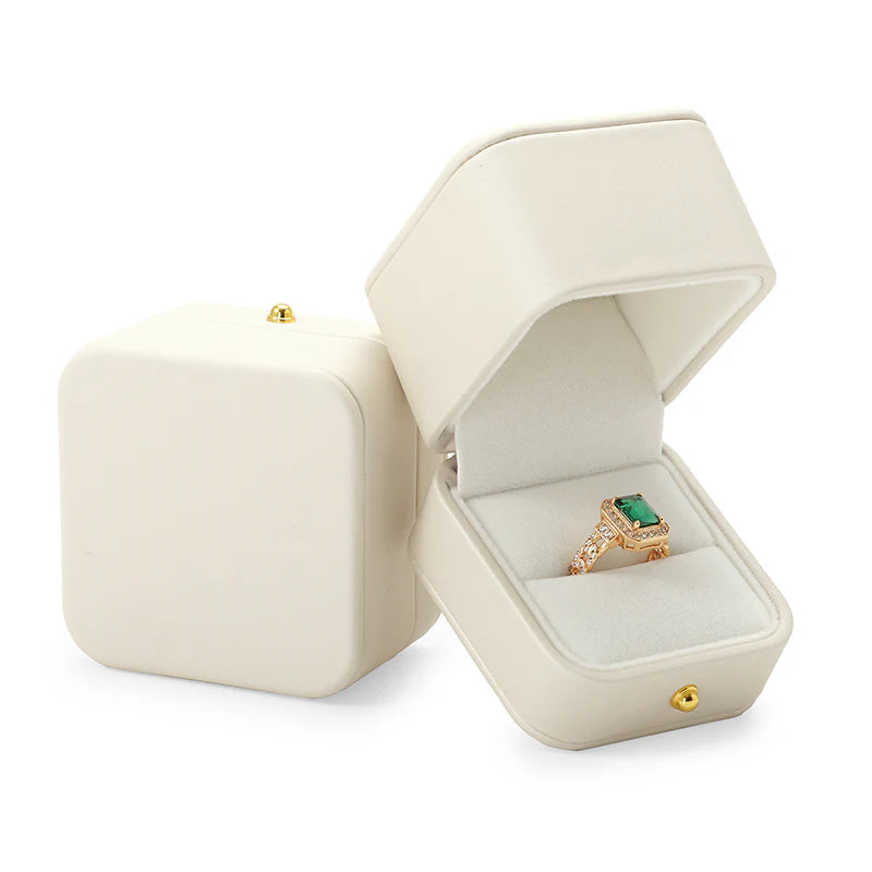 OIRLV Cream PU Leather Jewelry Gift Packaging Box H153