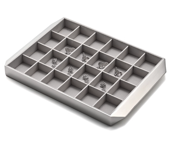 New Combination Gray Silver Microfiber Metal Jewelry Display Tray P208