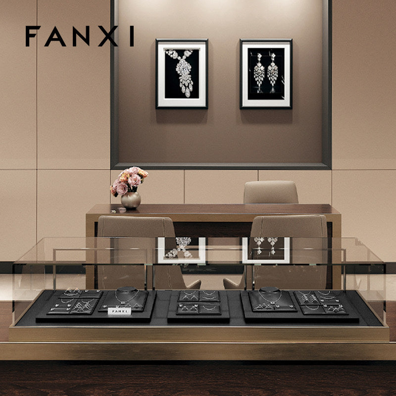 OIRLV wholesale metal structure jewellery holder wrapped with black PU leather : TT261