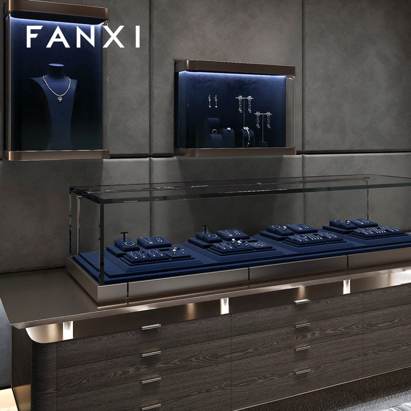 OIRLV high quality Blue Microfiber luxurious jewelry display: TT425