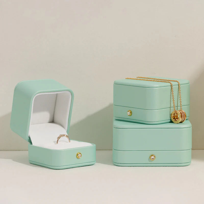 OIRLV Mint Green PU Leather Jewelry Gift Packaging Box H147