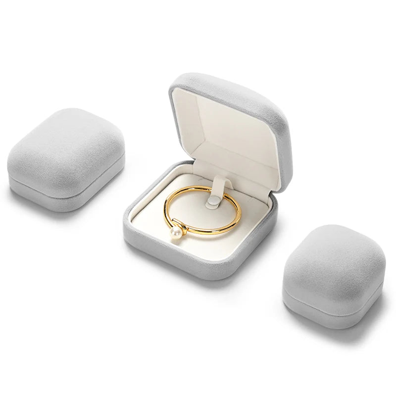 OIRLV Round Light Gray Color Jewelry Packaging Box H165