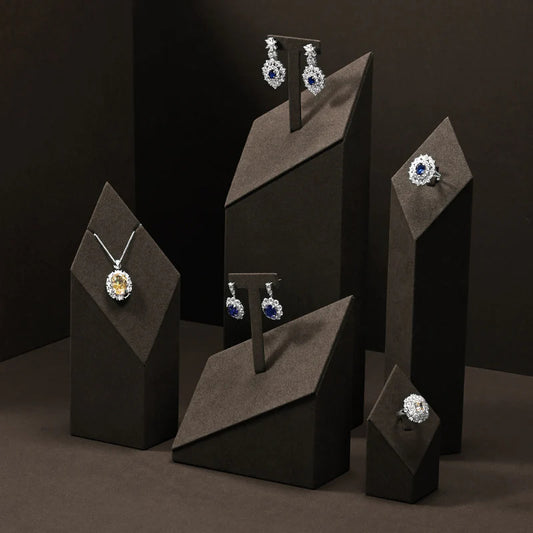 OIRLV Brown Ring Pendant Earrings Jewelry Display Set TT376