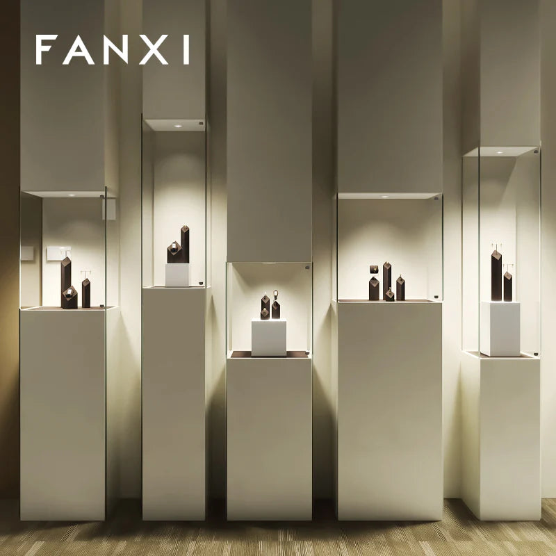 OIRLV Brown Microfiber Earrings Ring Necklace Jewelry Display Set TT303