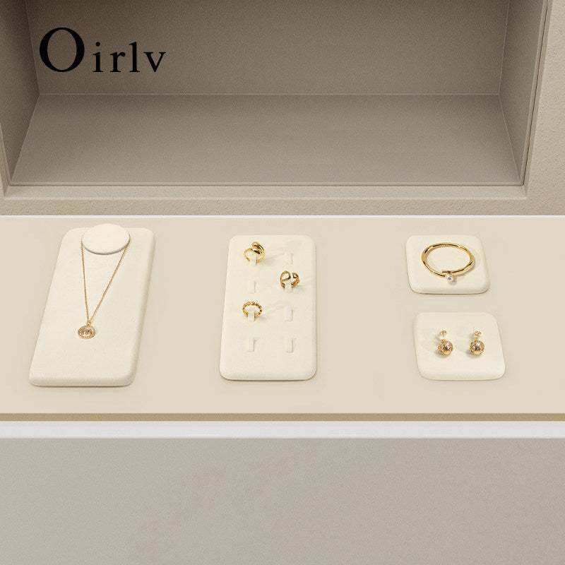 OIRLV luxury BEIGE colour microfiber jewelry display set :TT274