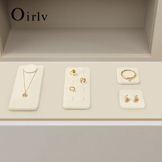 OIRLV luxury BEIGE colour microfiber jewelry display set :TT274