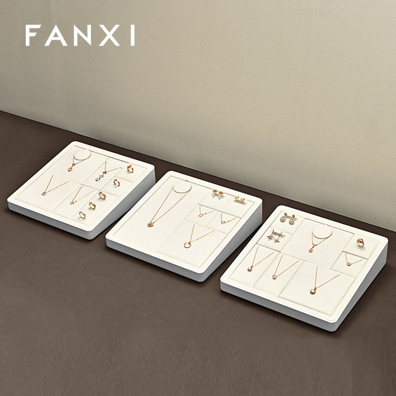 OIRLV fashion Beige Microfiber MDF Baking paint jewelry display