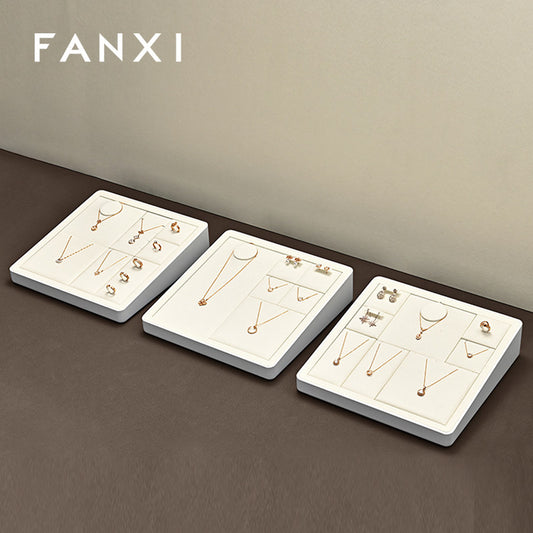 OIRLV fashion Beige Microfiber MDF Baking paint jewelry display