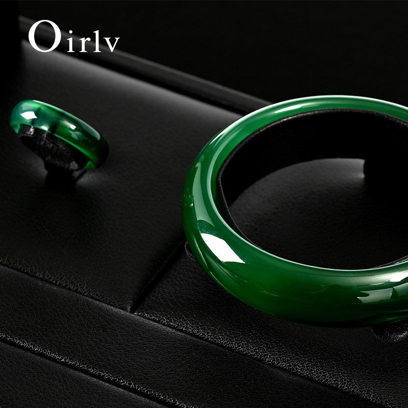 Oirlv Black PU Leather Earrings Ring Necklace Jewelry Display Set TT322