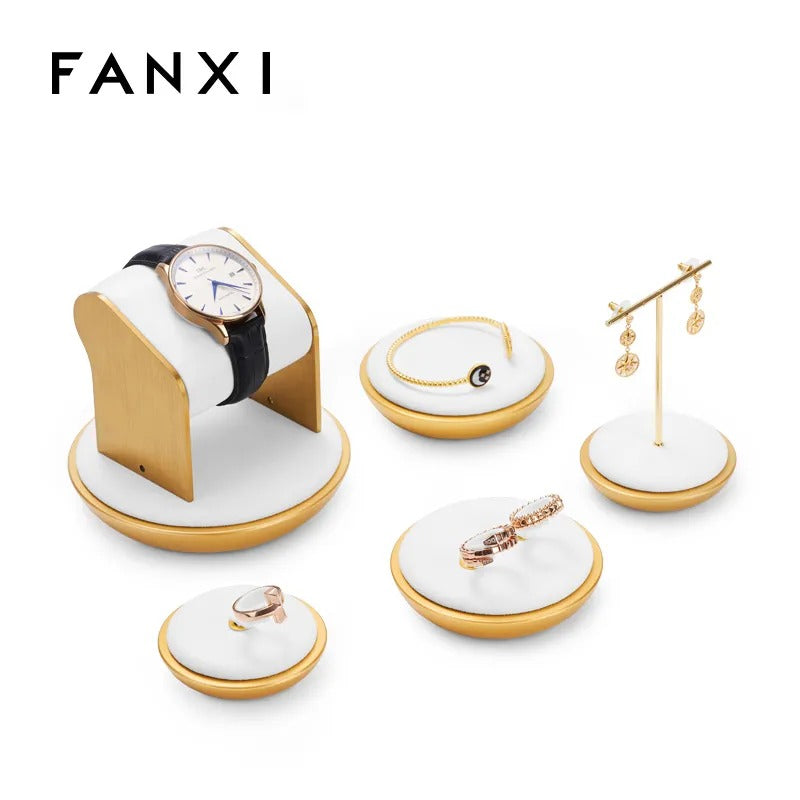 Luxury metal frame jewelry display set with microfiber ：JS084