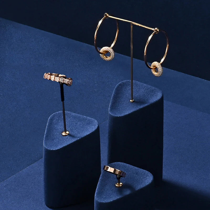 OIRLV Blue Microfiber Earrings Ring Necklace Jewelry Display Set TT352