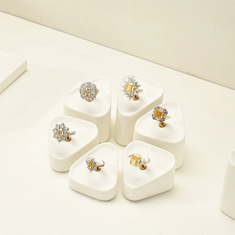 Beige Microfiber Earrings Ring Necklace Jewelry Display Set TT349