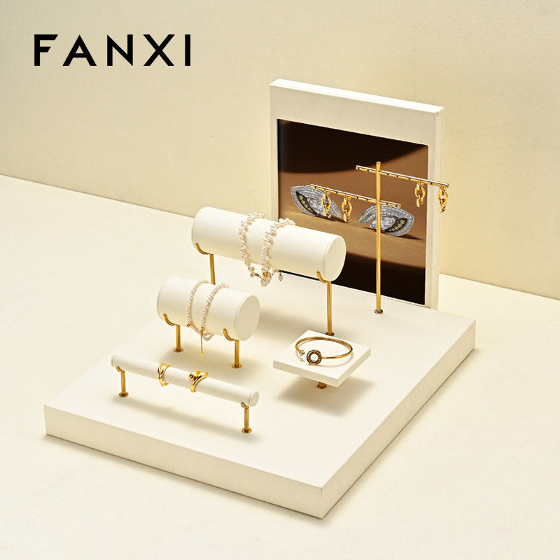 OIRLV hot sale beige Microfiber jewelry display set : TT488