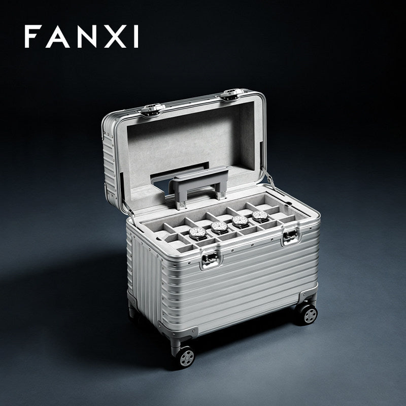 OIRLV Luxury Silver Alloy Velvet Jewelry Rolling Case : X080