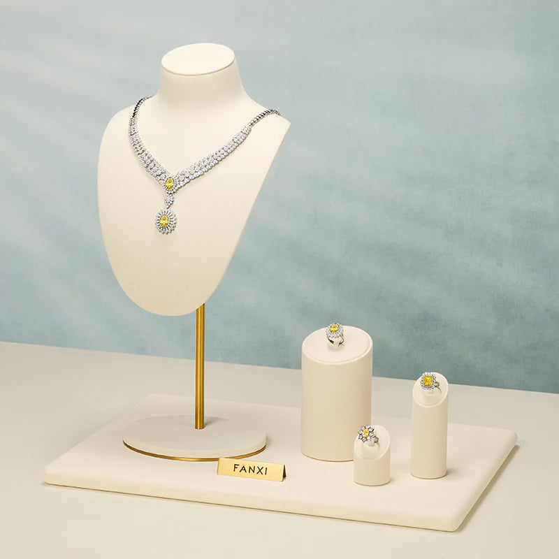 Beige Ring Necklace Set Turn Display Stand TT075