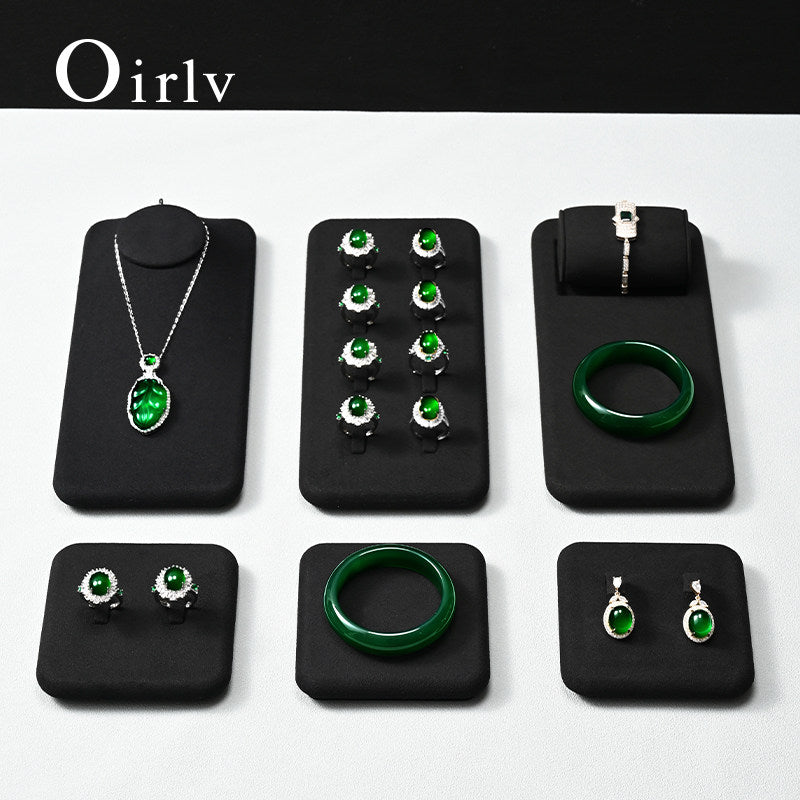 OIRLV luxury black colour microfiber jewelry display set :TT273