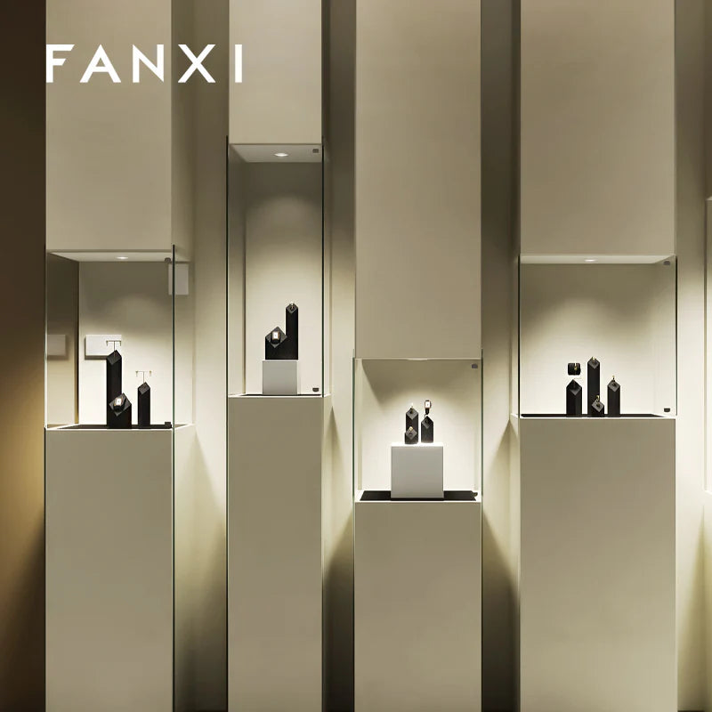 OIRLV Black Microfiber Earrings Ring Watch Jewelry Display Set TT301