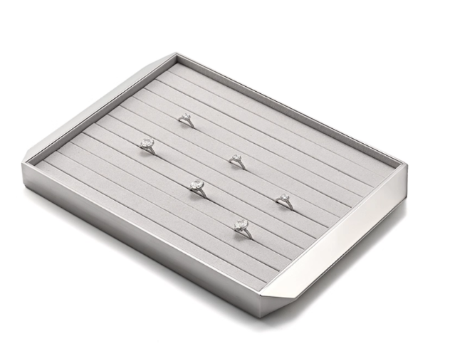 New Combination Gray Silver Microfiber Metal Jewelry Display Tray P208