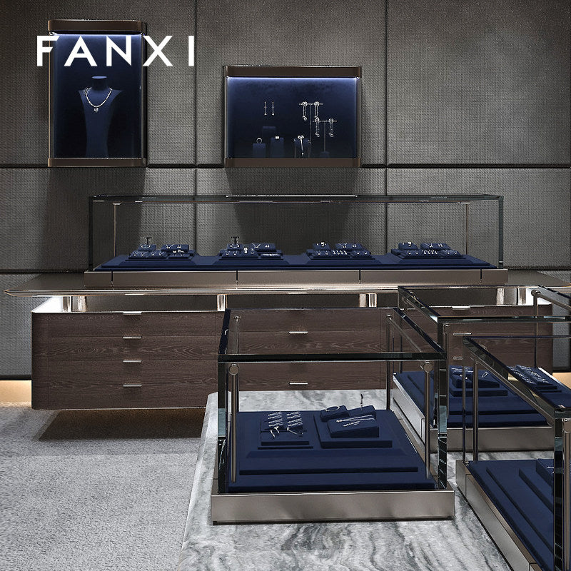 OIRLV high quality Blue Microfiber luxurious jewelry display: TT425