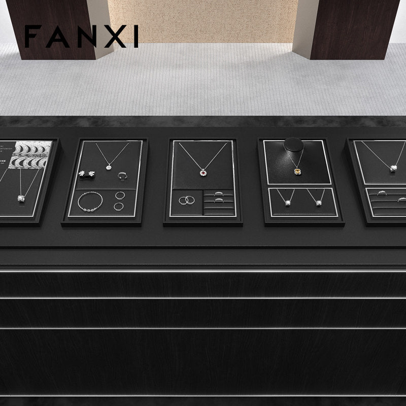 OIRLV Luxury Black PU leather Jewelry display set :TT436