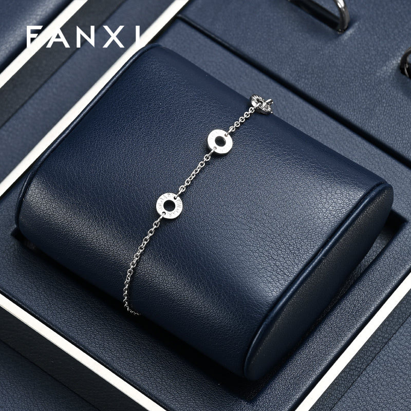 Oirlv Blue PU Leather Earrings Ring Necklace Jewelry Display Set TT318