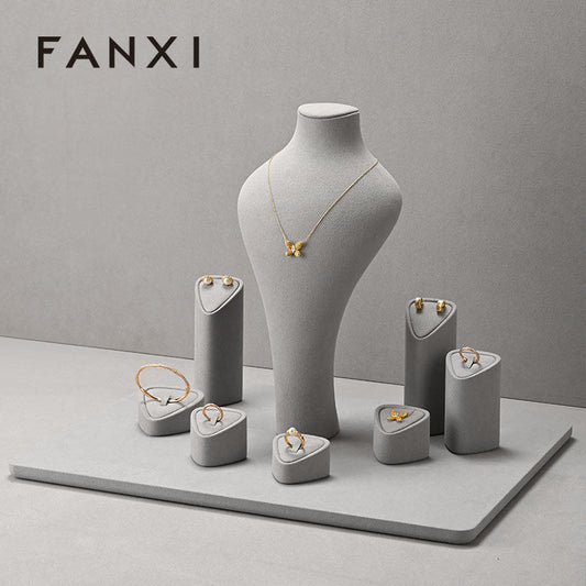 OIRLV Fashion GRAY Microfiber Jewelry display set :TT471
