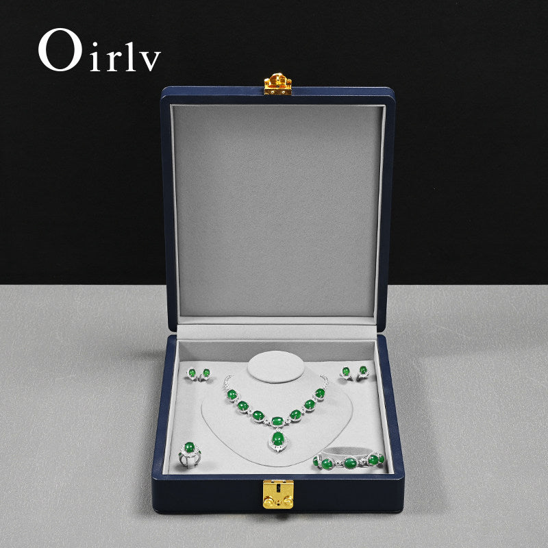 OIRLV Custom blue velvet leather jewelry case : X0700101