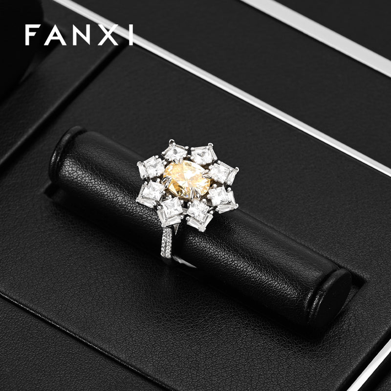 Oirlv Black PU Leather Earrings Ring Necklace Jewelry Display Set TT319