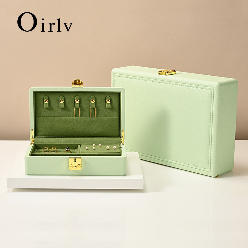 Custom Green PU Leather Suede Jewelry Case