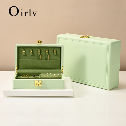 Custom Green PU Leather Suede Jewelry Case