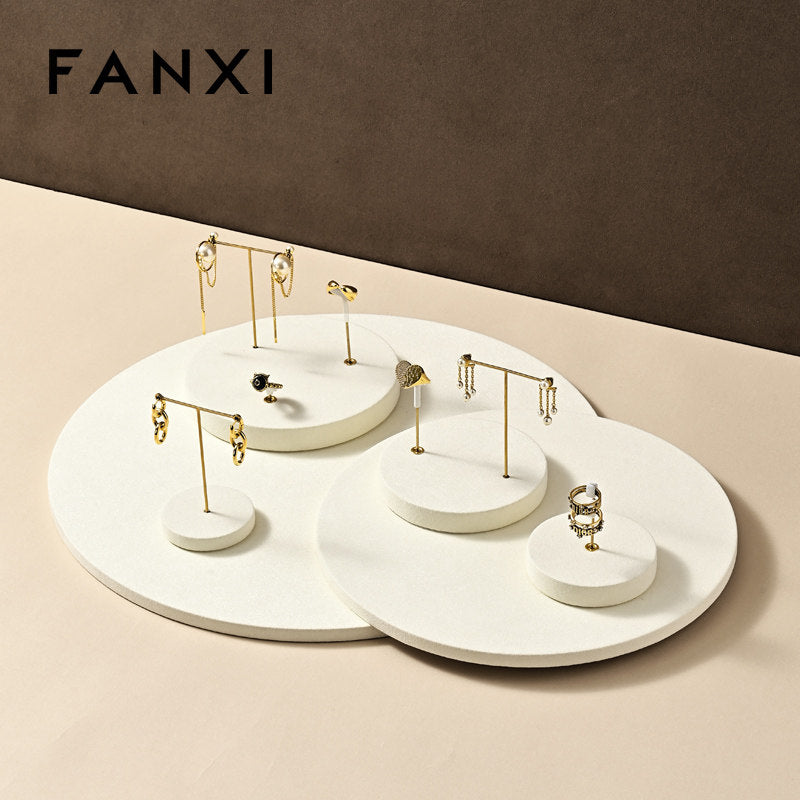 OIRLV high end Beige Microfiber Jewelry display set :TT390
