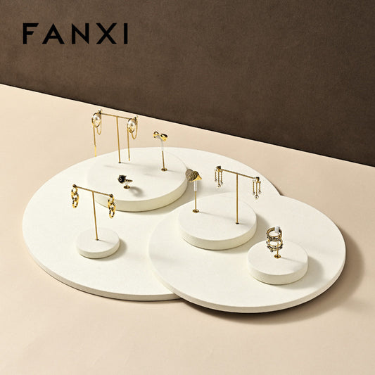 OIRLV high end Beige Microfiber Jewelry display set :TT390