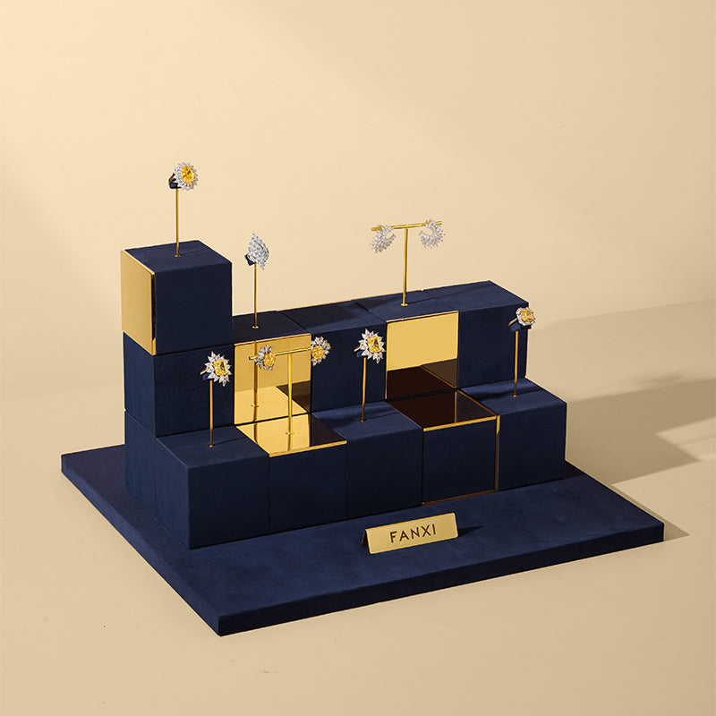 OIRLV Glossy Metal Ring and Earring Velvet Storage and Display Stand TT583-585
