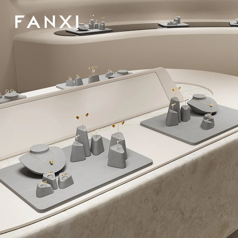 Microfiber Earrings Ring Necklace Jewelry Display Set TT348