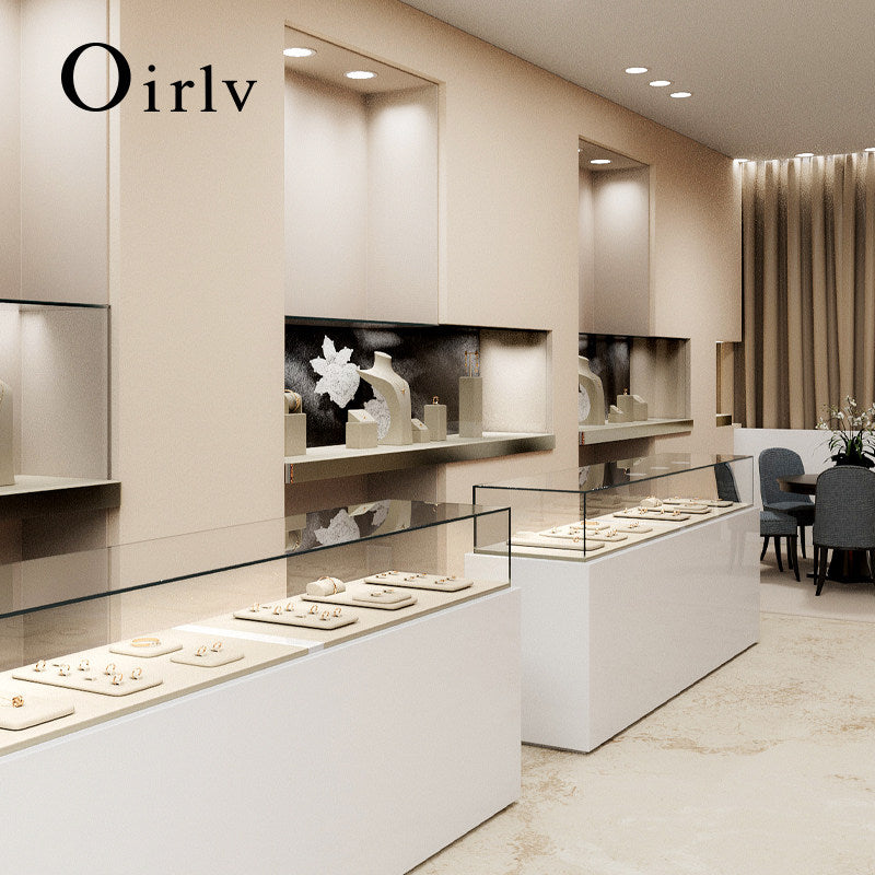 OIRLV luxury BEIGE colour microfiber jewelry display set :TT274