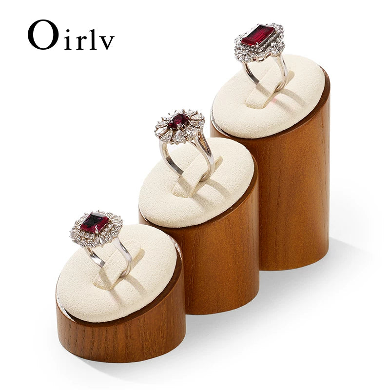 Oirlv 3-Piece Set Wooden Jewelry Organizer Rack Ring Storage Stand Display Holder:SM094