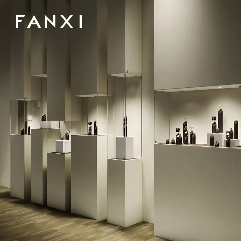 OIRLV Brown Microfiber Earrings Ring Necklace Jewelry Display Set TT303