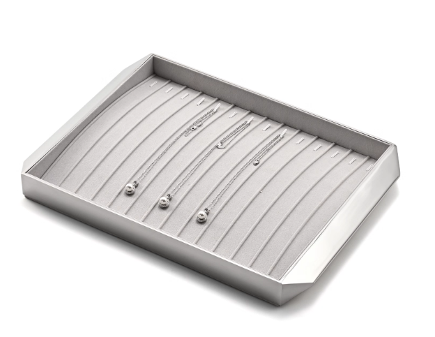 New Combination Gray Silver Microfiber Metal Jewelry Display Tray P208