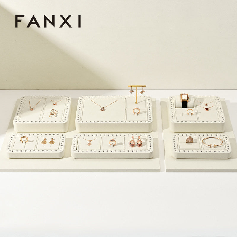 Wholesale cream microfiber stand for jewelry : TT337