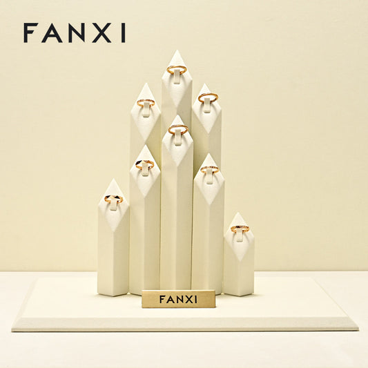 OIRLV Luxury Beige Microfiber Jewelry display set : TT554