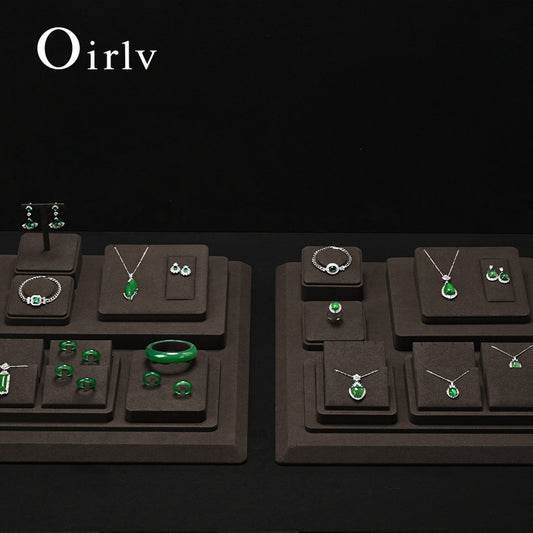 OIRLV new arrival Brown Microfiber jewellery ring display : TT426