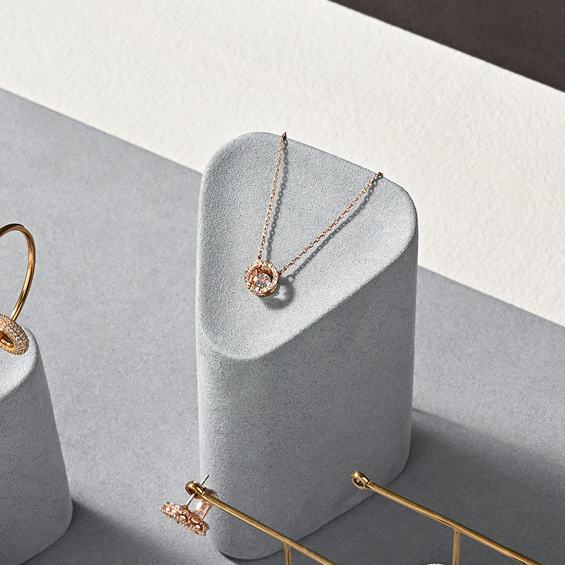 OIRLV Grey Microfiber Earrings Ring Necklace Jewelry Display Set TT353