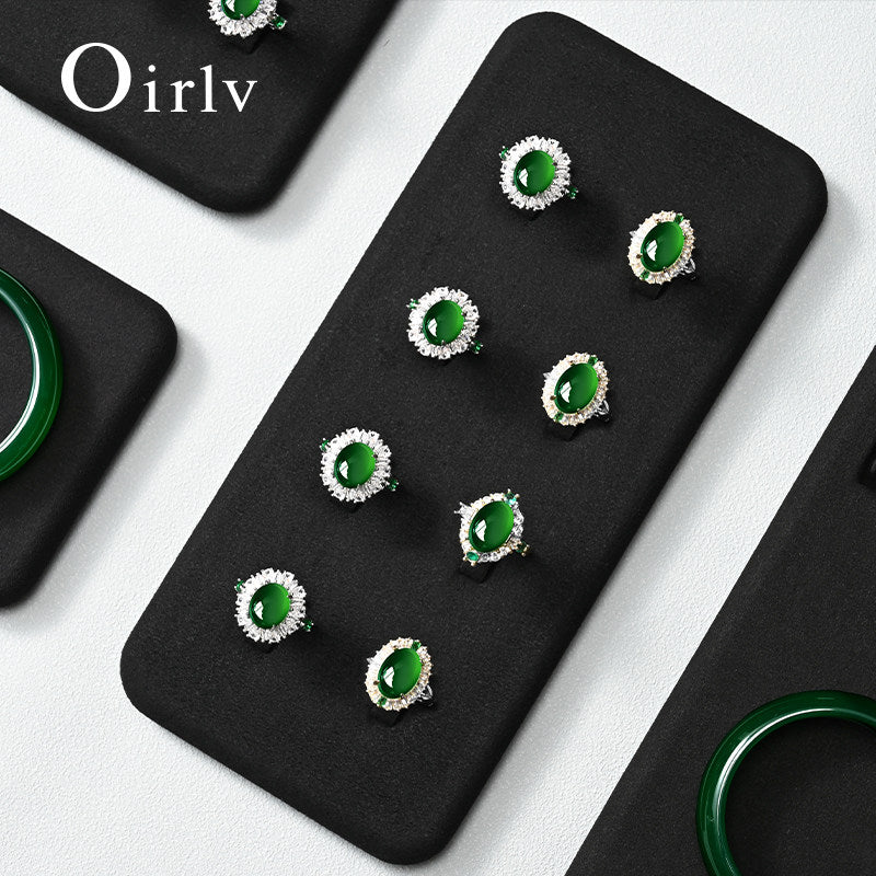 OIRLV luxury black colour microfiber jewelry display set :TT273