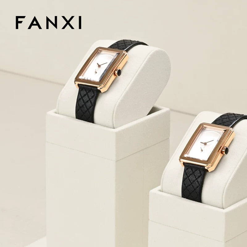 OIRLV hot sale metal structure watch display stand with off-white microfiber : TT279