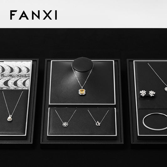 OIRLV Luxury Black PU leather Jewelry display set :TT436