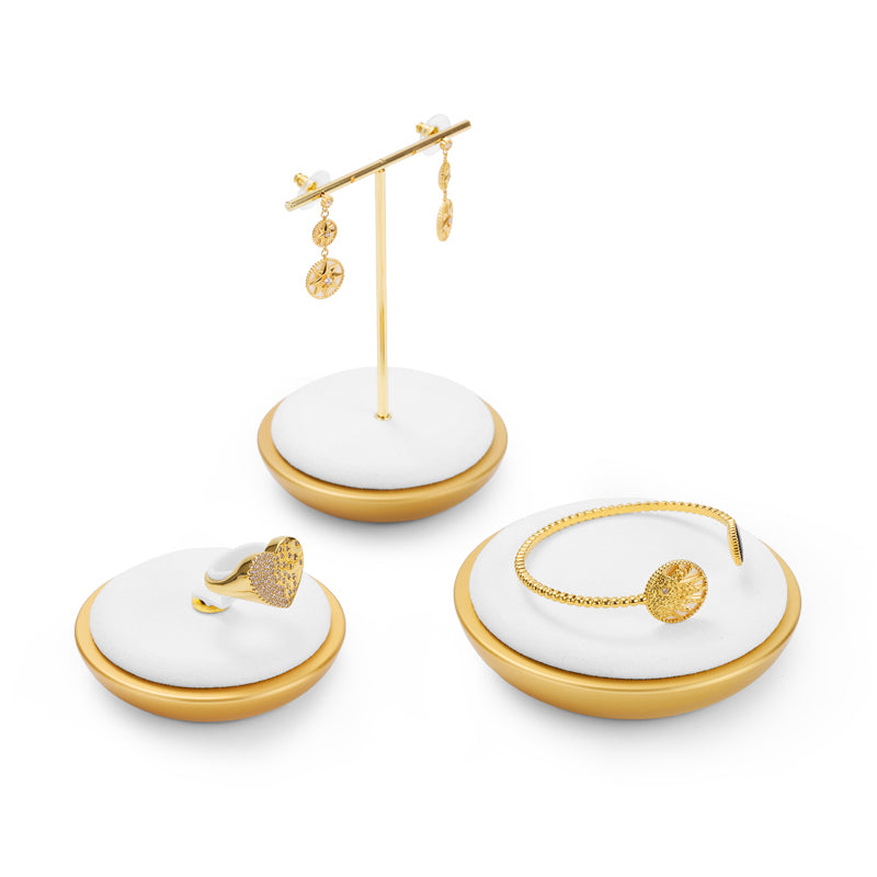 Luxury metal frame jewelry display set with microfiber ：JS084