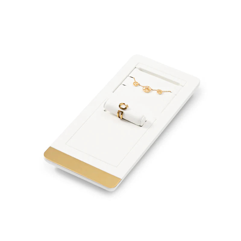 White PU leather Earrings Ring Necklace Watch Jewelry Display Set TT259