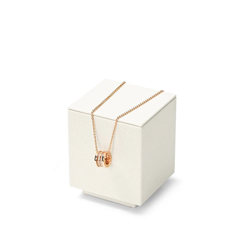 Beige Microfiber Earrings Ring Necklace Jewelry Display Set TT255