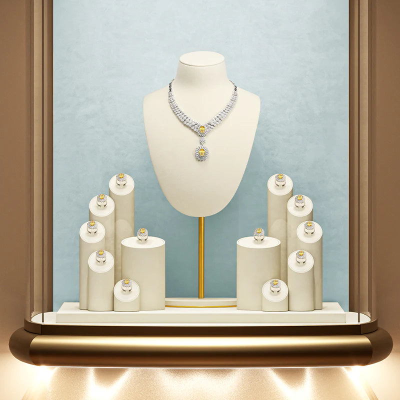 Beige Ring Necklace Set Turn Display Stand TT075